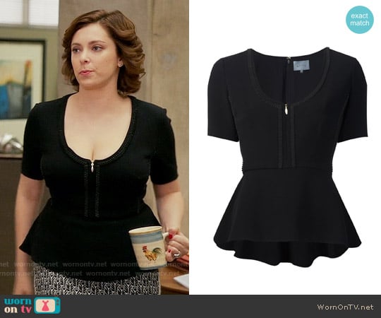 Maiyet Zip Front Peplum Top worn by Rebecca Bunch (Rachel Bloom) on Crazy Ex-Girlfriend