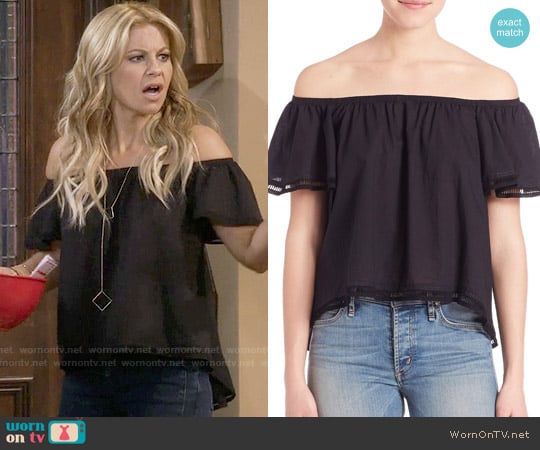 McGuire Odeaon Ruffle Off-The Shoulder Top worn by DJ Tanner-Fuller (Candace Cameron Bure) on Fuller House