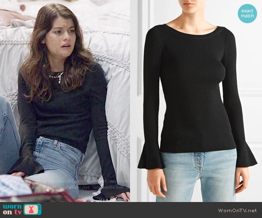 MICHAEL Michael Kors Ribbed stretch-knit sweater worn by Sabrina Pemberton (Sofia Black D'Elia) on The Mick