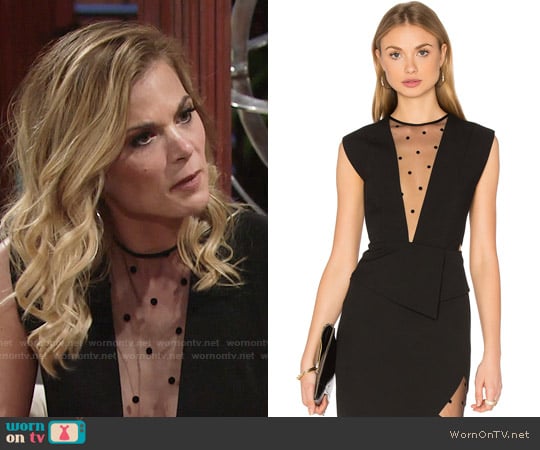 Michelle Mason Mesh Plunge Top worn by Phyllis Newman (Gina Tognoni) on The Young and the Restless