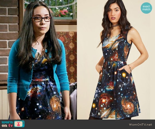 ModCloth Heart and Solar System A-Line Dress worn by Isadora Smackle (Cecilia Balagot) on Girl Meets World