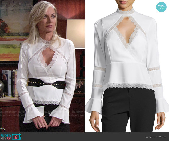 Nicholas Lace-Inset Keyhole-Front Top worn by Ashley Abbott (Eileen Davidson) on The Young and the Restless