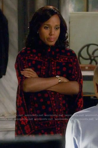 Olivia’s black and red printed cape on Scandal