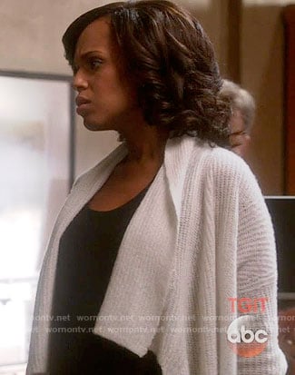 Olivia’s white draped front cardigan on Scandal