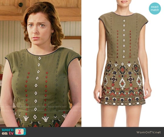 Piper Embroidered Skirted Romper worn by Rebecca Bunch (Rachel Bloom) on Crazy Ex-Girlfriend