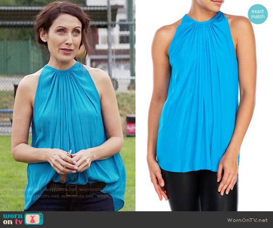 Ramy Brook Paris Top in Breeze Blue worn by Abby McCarthy (Lisa Edelstein) on Girlfriends Guide to Divorce