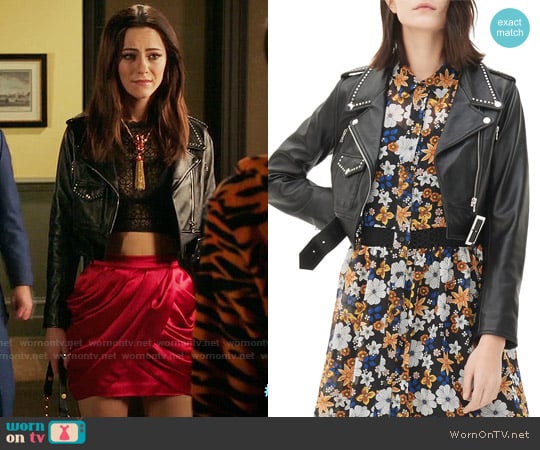 Sandro Vegas Studded Leather Jacket worn by Princess Eleanor (Alexandra Park) on The Royals