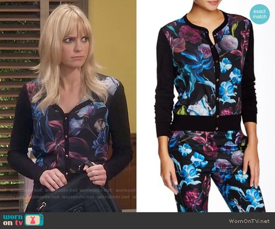 Ted Baker 'Deia' Floral Print Mixed Media Cardigan worn by Christy Plunkett (Anna Faris) on Mom