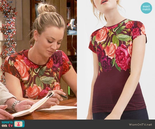 Ted Baker Melarnie T-shirt worn by Penny Hofstadter (Kaley Cuoco) on The Big Bang Theory