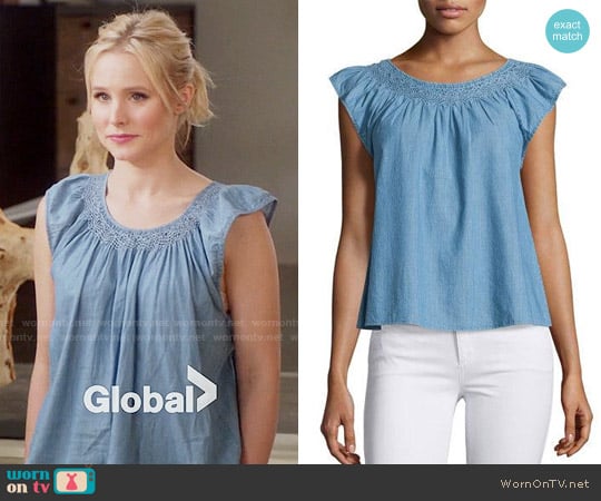 The Great Flutter Sleeve Top worn by Eleanor Shellstrop (Kristen Bell) on The Good Place