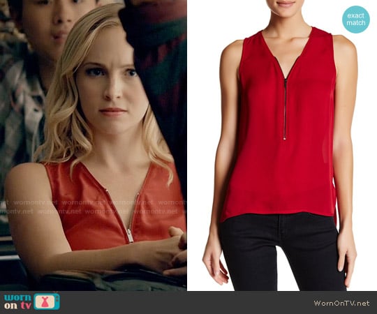 The Kooples Red Zip Front Top worn by Caroline Forbes (Candice Accola) on The Vampire Diaries