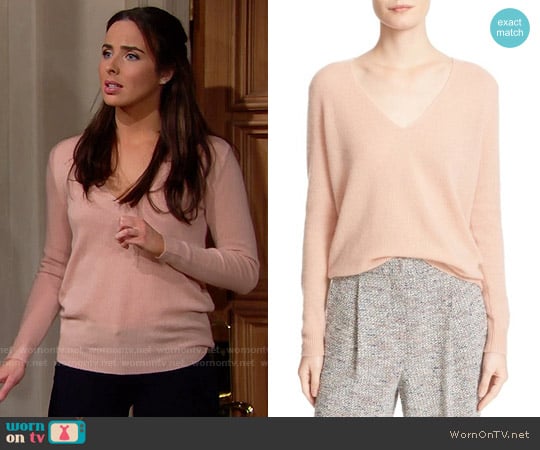 Theory Adrianna Sweater in Pale Rose worn by Ivy Forrester (Ashleigh Brewer) on The Bold and the Beautiful