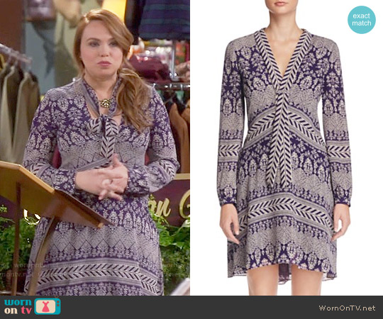 Tory Burch Bourdelle Graphic Floral Silk Dress worn by Kristin Baxter (Amanda Fuller) on Last Man Standing