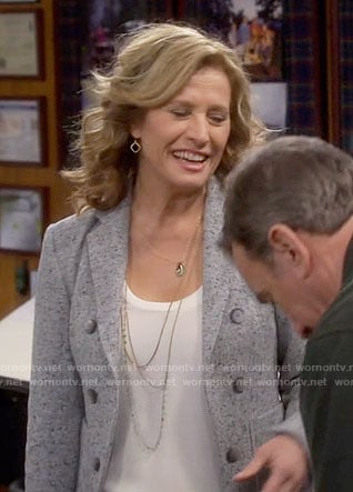 Vanessa’s grey double-breasted blazer on Last Man Standing