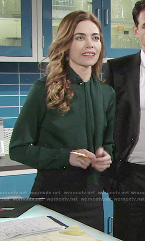 Victoria’s green blouse on The Young and the Restless