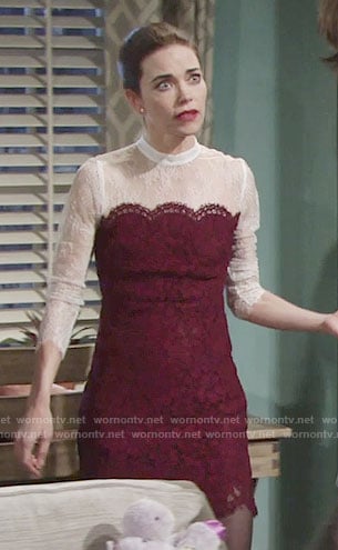 Victoria’s red and white lace dress on The Young and the Restless