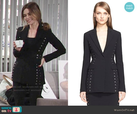 Altuzarra Lace-Up Sides Blazer worn by Victoria Newman (Amelia Heinle) on The Young and the Restless