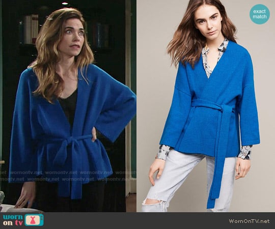 WornOnTV: Victoria’s blue belted cardigan on The Young and the Restless ...