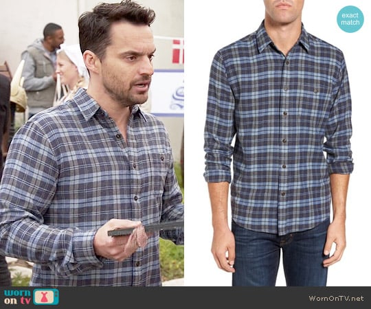 Faherty Seaview Trim Fit Plaid Sport Shirt worn by Nick Miller (Jake Johnson) on New Girl