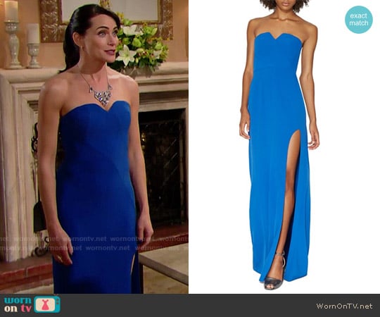 Halston Heritage Notched Strapless Gown worn by Quinn Fuller (Rena Sofer) on The Bold and the Beautiful