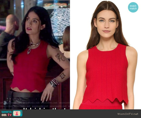 Pointelle Scallop Tank by Jonathan Simkhai worn by Isabelle Lightwood (Emeraude Toubia ) on Shadowhunters