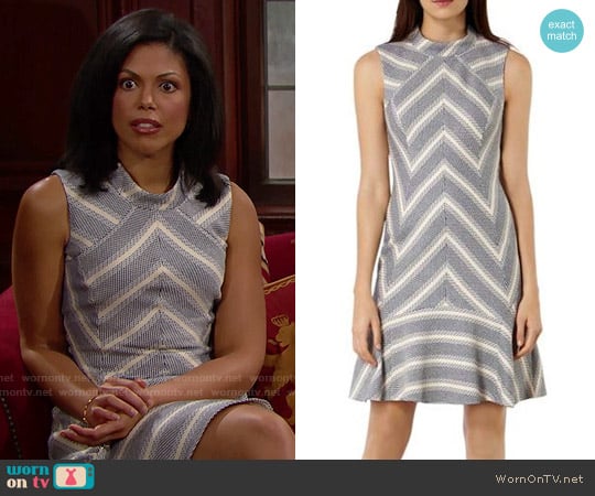 Karen Millen Fit and Flare Zigzag Tweed Dress worn by Maya Avant (Karla Mosley) on The Bold and the Beautiful