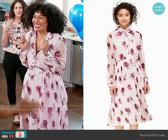 Kate Spade Encore Rose Chiffon Dress worn by Rainbow Johnson (Tracee Ellis Ross) on Black-ish