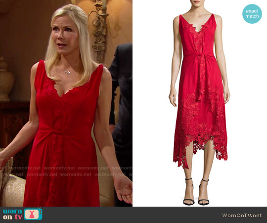 Kobi Halperin Sleeveless Silk Lace-Trim Midi Dress worn by Brooke Logan (Katherine Kelly Lang) on The Bold and the Beautiful