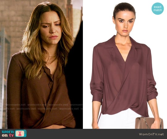 L'Agence Rita Blouse in Mulberry worn by Paige Dineen (Katharine McPhee) on Scorpion