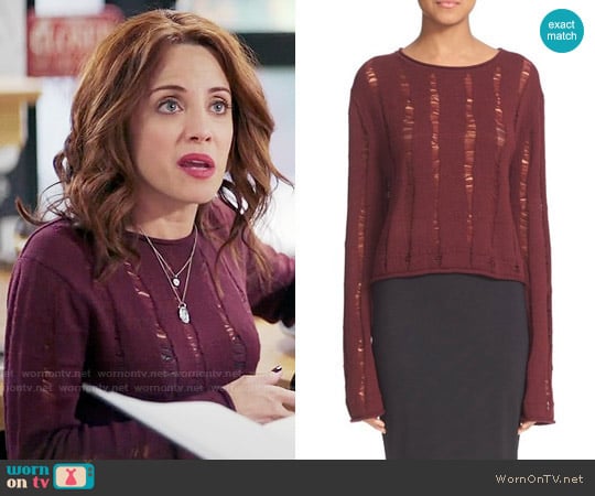 WornOnTV: Jo’s burgundy distressed sweater on Girlfriends Guide to ...