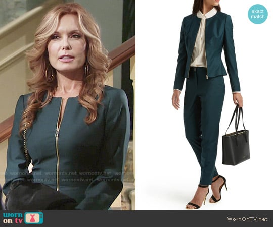 Ted baker Stacia Chintz Curved Suit Jacket and Trousers worn by Lauren Fenmore (Tracey Bregman) on The Young and the Restless