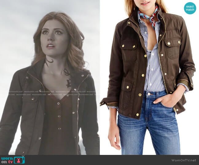 The Downtown Field Jacket in Mossy Brown by J. Crew  worn by Clary Fray (Katherine McNamara) on Shadowhunters