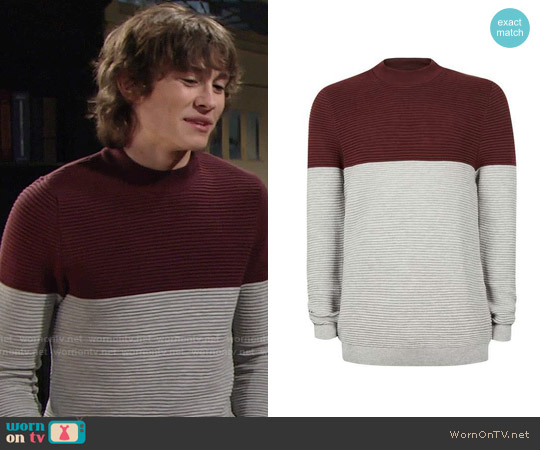 Topman Ripple Textured Turtle Neck Sweater worn by Reed Newman Hellstrom (Tristan Lake Leabu) on The Young and the Restless