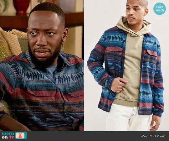 Urban Outfitters Blanket Jacquard Flannel Button-Down Shirt worn by Winston Bishop (Lamorne Morris) on New Girl