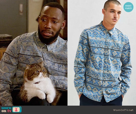 Urban Outfitters Denim Blanket Stripe Button-Down Shirt worn by Winston Bishop (Lamorne Morris) on New Girl