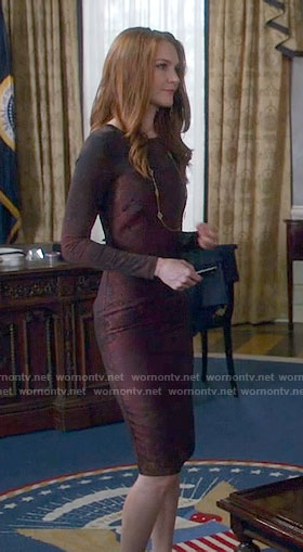 Abby's dark red long sleeve dress on Scandal