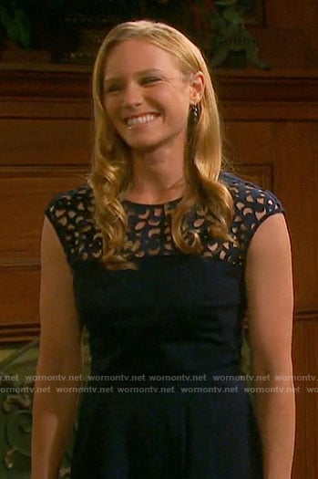 Abigail’s navy illusion dress on Days of our Lives