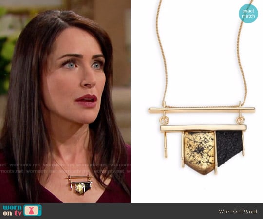 Alexis Bittar Crystal-Encrusted Lucite Pendant Necklace worn by Quinn Fuller (Rena Sofer) on The Bold and the Beautiful