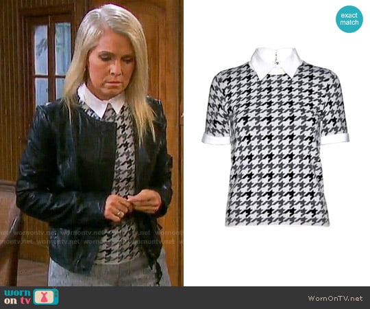 Alice + Olivia Tara Houndstooth Sweater worn by Jennifer Horton (Melissa Reeves) on Days of our Lives