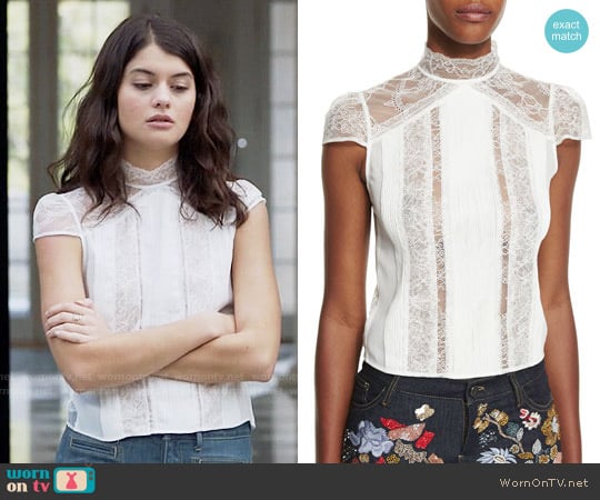 Alice + Olivia Isadora Lace Top worn by Sabrina Pemberton (Sofia Black D'Elia) on The Mick