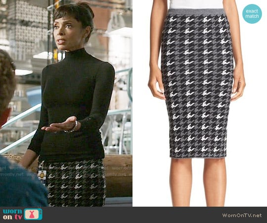 Alice + Olivia Delphie Houndstooth Skirt worn by Camille Saroyan (Tamara Taylor) on Bones