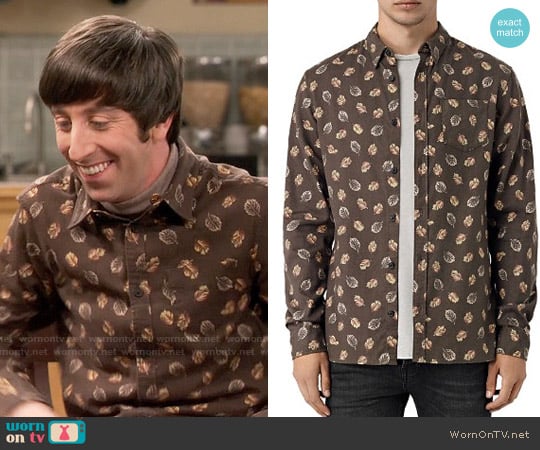 All Saints Wieppe Leaf Print Shirt worn by Howard Wolowitz (Simon Helberg) on The Big Bang Theory