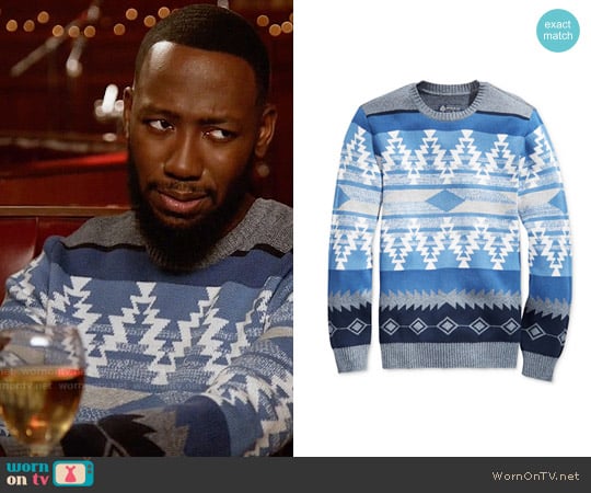 American Rag Zig Zag Geo Sweater worn by Winston Bishop (Lamorne Morris) on New Girl