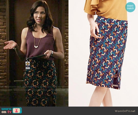 Anthropologie Geometrique Pencil Skirt worn by Angela Montenegro (Michaela Conlin) on Bones