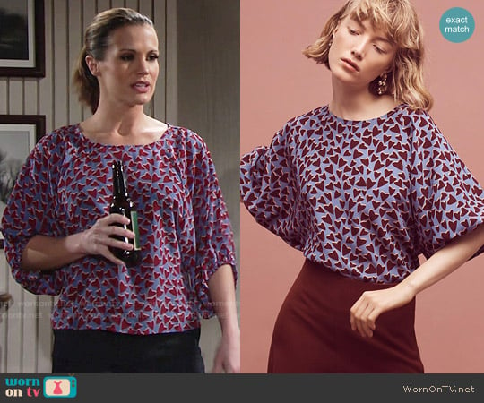 Anthropologie Silk Kimono Blouse worn by Chelsea Lawson (Melissa Claire Egan) on The Young and the Restless