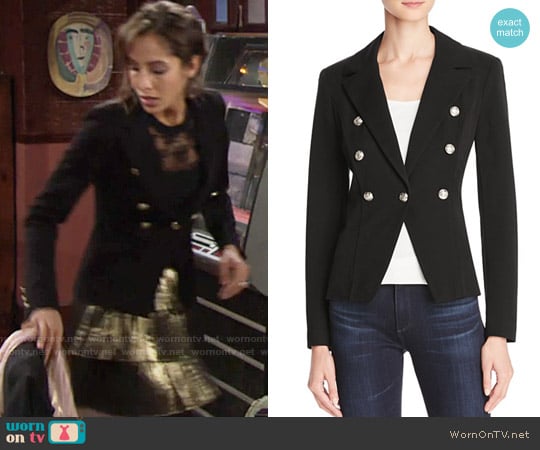 Aqua Crested Button Blazer worn by Lily Winters (Christel Khalil) on The Young and the Restless