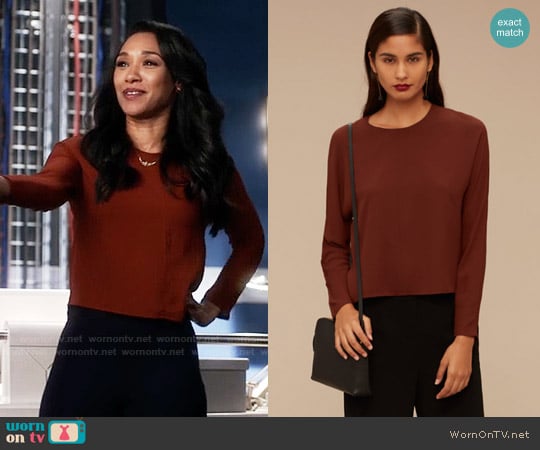 Babaton Arturo Blouse in Caramelized worn by Iris West (Candice Patton) on The Flash