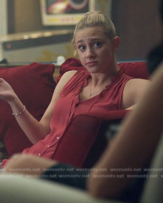 Betty's ruffled button front top on Riverdale