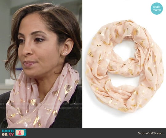 BP Feather Foil Infinity Scarf worn by Lily Winters (Christel Khalil) on The Young and the Restless