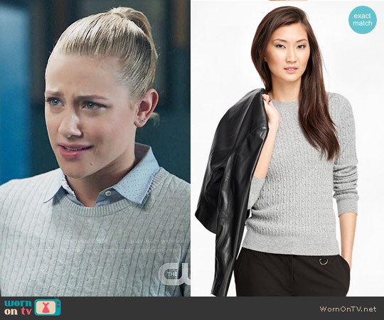 Brooks Brothers Cashmere Cable Crewneck Sweater worn by Betty Cooper (Lili Reinhart) on Riverdale